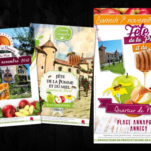 Conception de l'Affiche pour la Fête de la Pomme et du Miel à Novel - Annecy / ©fotolia.com ©komkstudio.com
