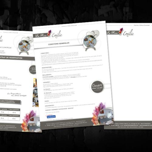 Création et impression des têtes de lettre, conditions générales, questionnaire de satisfaction pour la chambre d'hôtes 